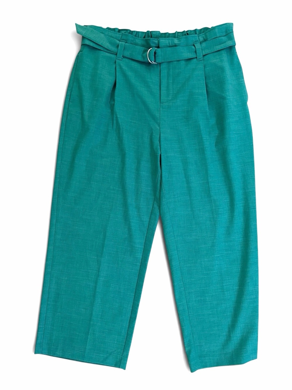 Liverpool Los Angeles Belted Paperbag Wide Leg Crop Pants Women's XL Teal